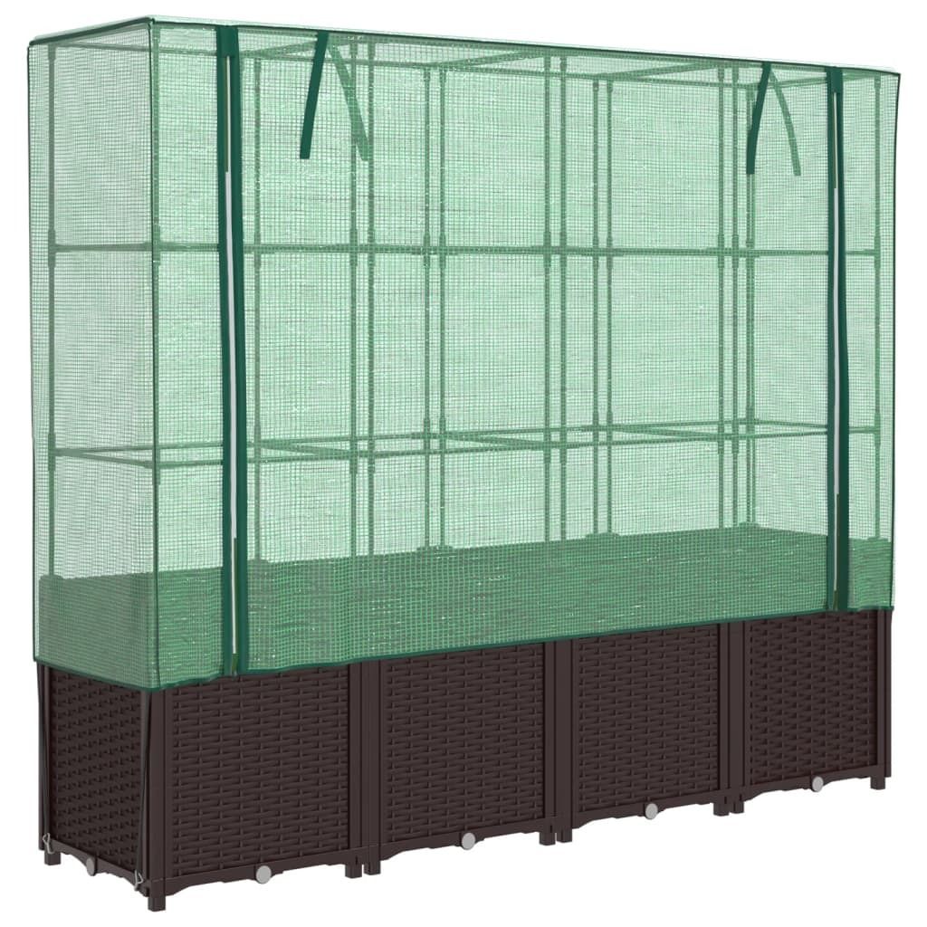 vidaXL Hochbeet mit Gewächshaus-Aufsatz Rattan-Optik Produktbild 
