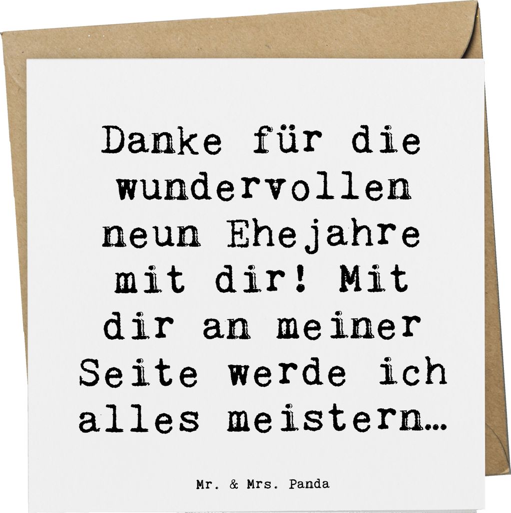 Mr. & Mrs. Panda Grußkarte Spruch 9. Hochzeitstag Produktbild 