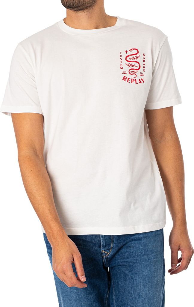 Replay T-Shirt mit grafischem Logo auf der Rückseite, Weiß S