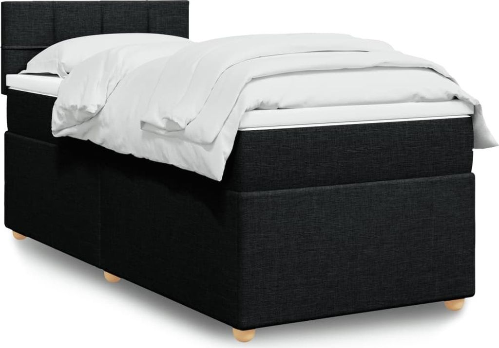 (NEU 2026) Boxspringbett mit Matratze, Doppelbett moderne, Schwarz 90x200 cm - Stoff - Klassische Betten - 62.98 kg