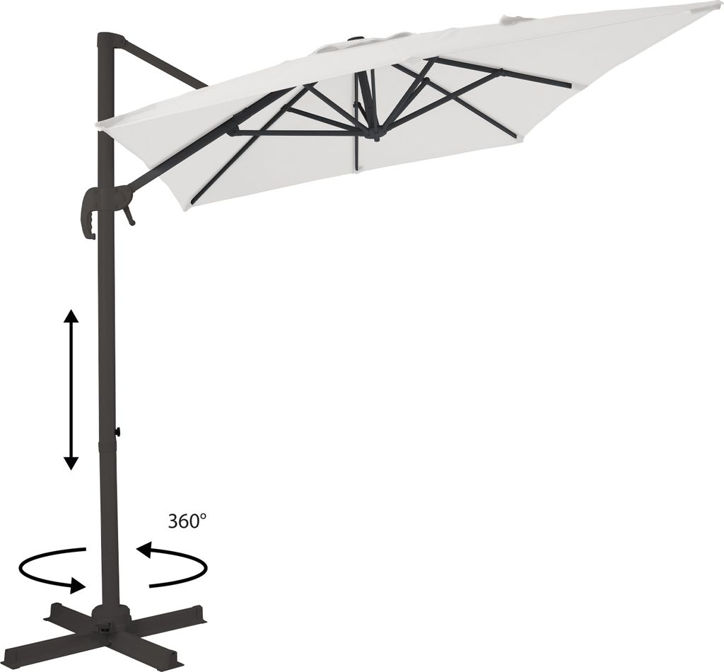 AXI Coco Ampelschirm Rechteckig 200 x 300 cm in Anthrazit / Beige | Sonnenschirm für Garten / Terrasse mit Aluminium Rahmen | Inkl. Kreuzfuß &
