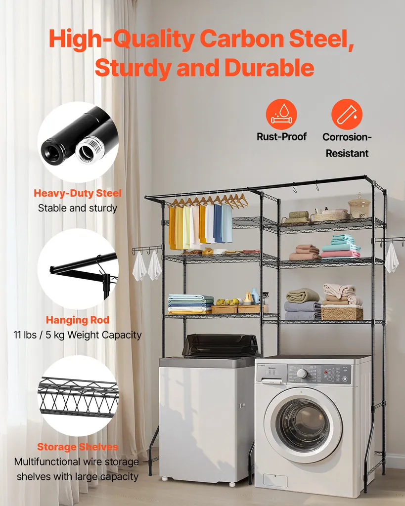 Rangement Buanderie pour Lave-linge et Sèche-linge - Double Étage - 6