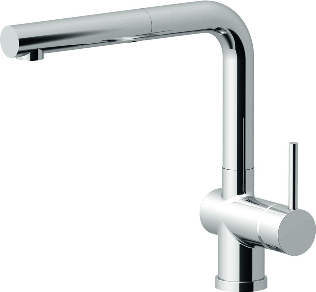 AquaCucina 45009-00 Fensterarmatur LAGO S in CHROM mit Zugauslauf / Küchenarmatur / Einhebelmischer