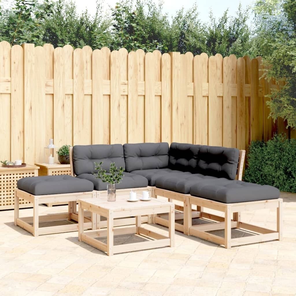 Maison Exclusive - 5-tlg. Garten-Sofagarnitur mit Kissen Massivholz Kiefer