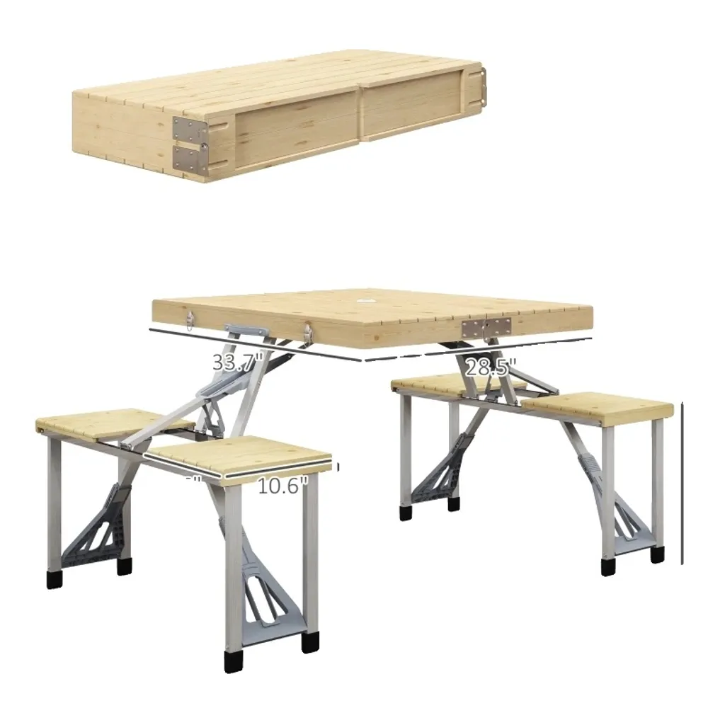 Table Pliante Portable Solution Anti-Vent avec Support Parasol 001
