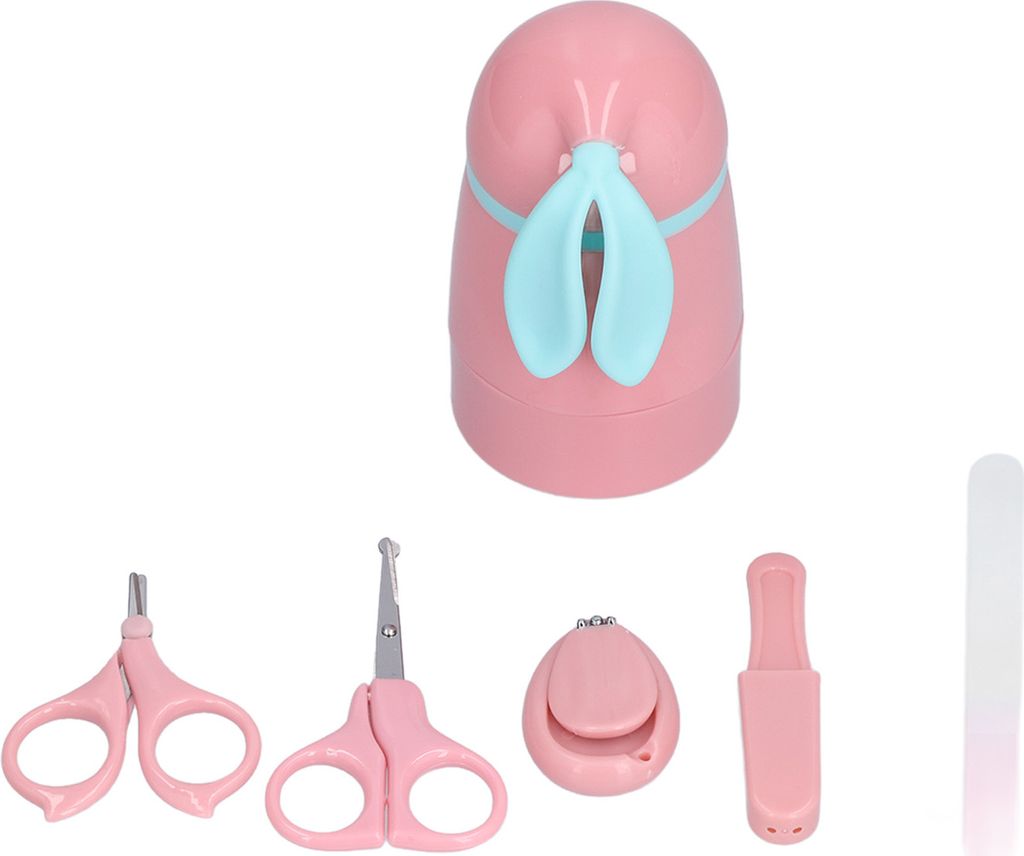 Baby-Nagelset, 4-in-1, süßes Häschen-Nagelpflegeset mit süßem Etui, Nagelknipser, Schere, Nagelfeile, Pinzette für Neugeborene
