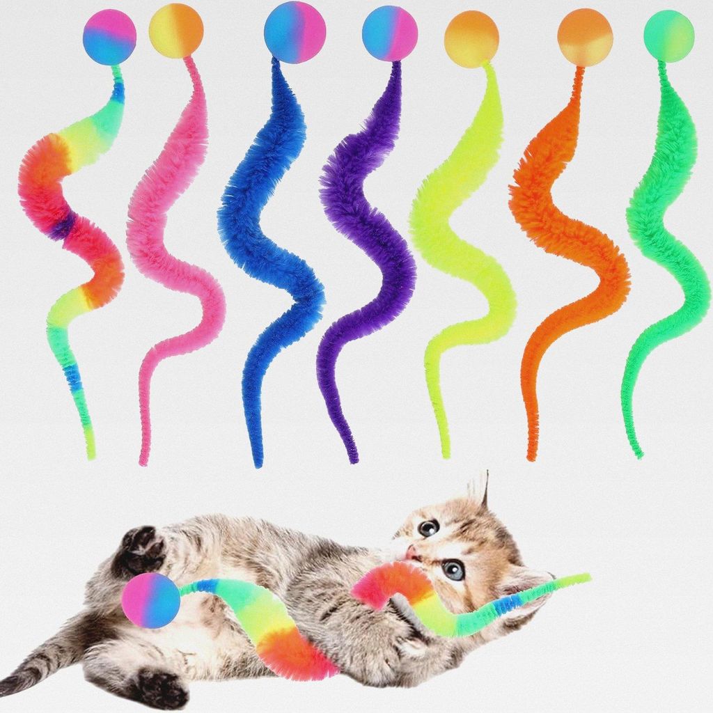 14 Stück Wiggly Ball Katze, Katzenspielzeug Ball, Lustiges Interaktives Spielzeug mit fluoreszierender Kugel, Kitten Spielzeug für Katzen Jeden A...