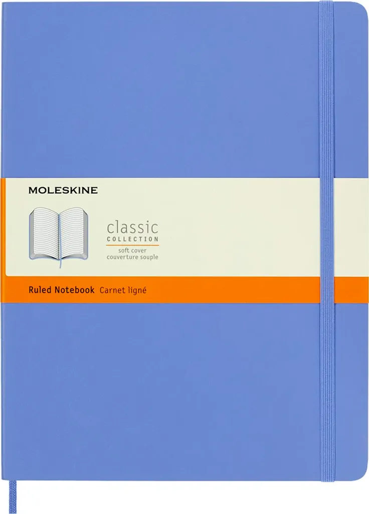 Grand cahier d'écriture Moleskine A4 souple ligné 192 pages bleu ciel