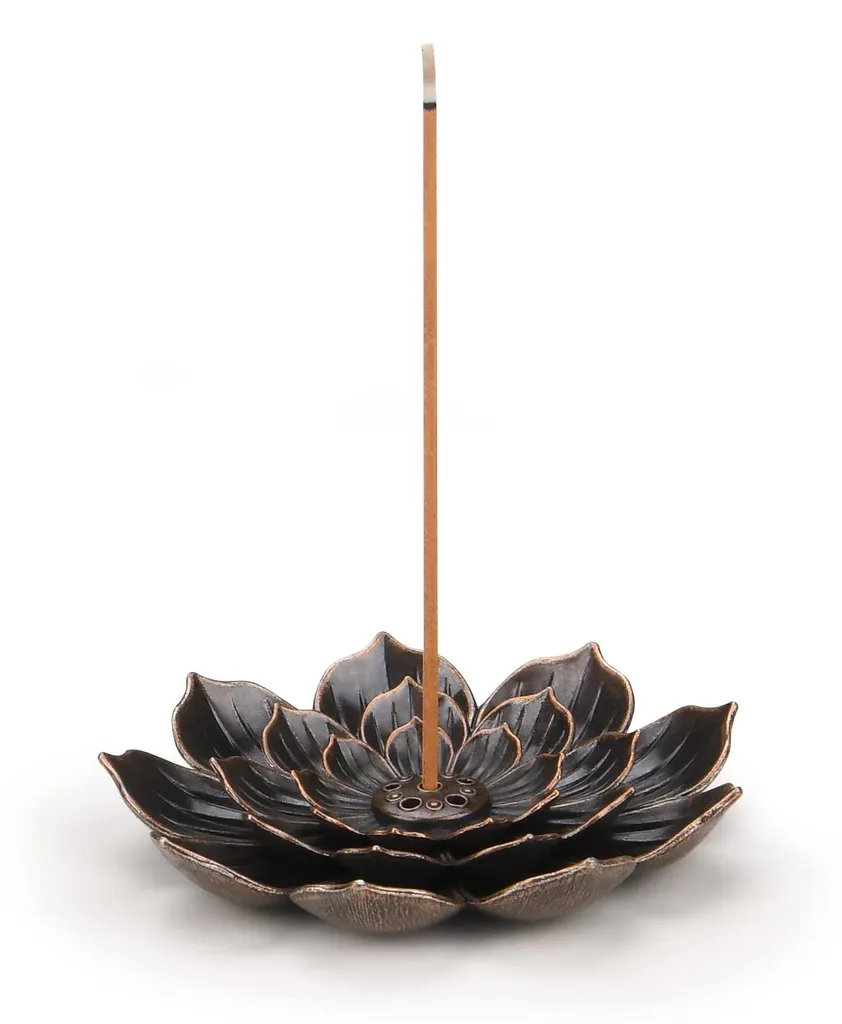Brûleur d'encens pour méditation et yoga, support lotus 6 trous stable
