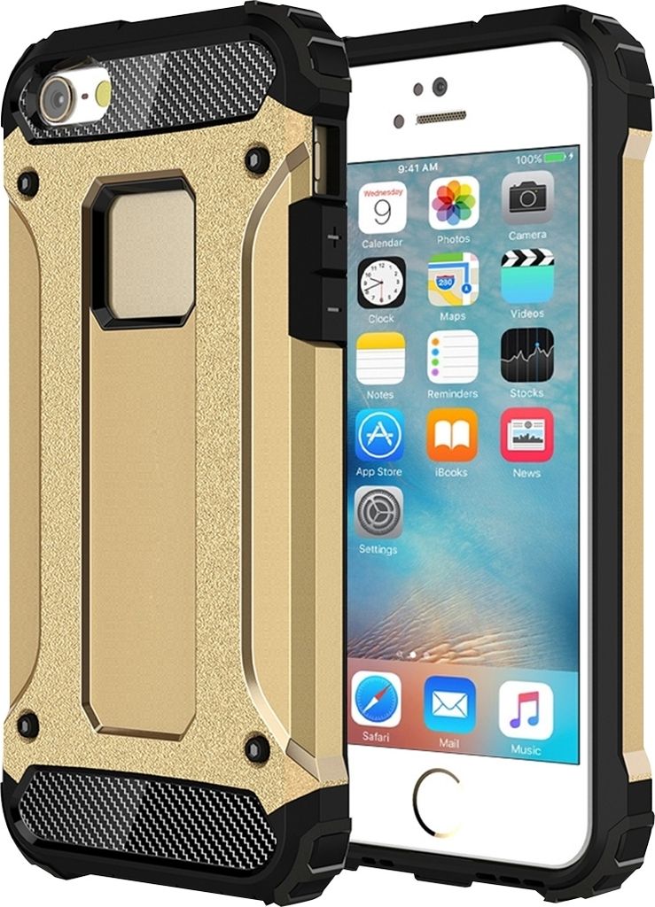 Mobigear Outdoor iPhone SE (2016) Hülle Hardcase Backcover Stoßfest - Gold
