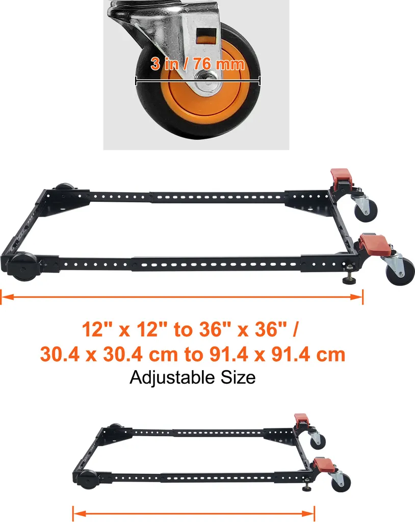SucceBuy Support Roulant de 500 lbs, Base Mobile Réglable 12" à 36" - 8