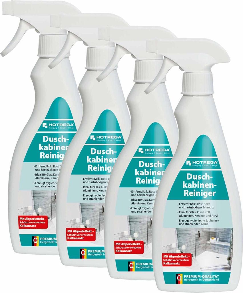 HOTREGA Duschkabinen Reiniger 500 ml - Badreiniger, Sanitärreiniger, Glasreiniger, Kalkreiniger, Kalklöser