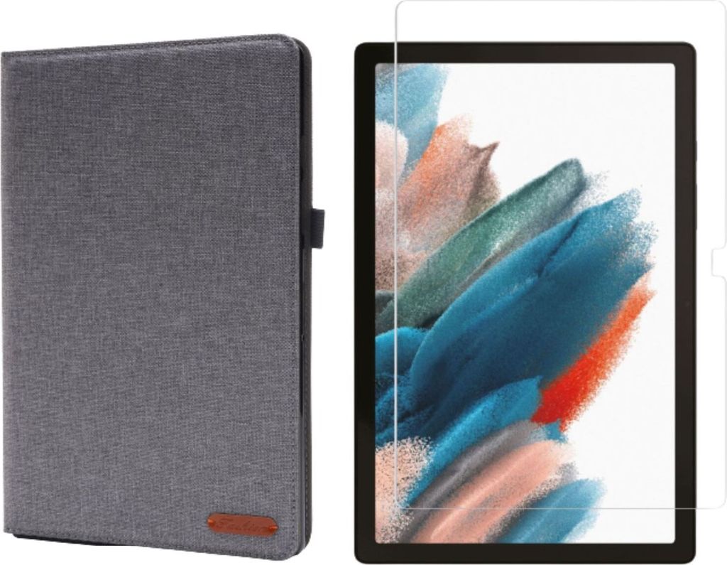 2in1 Set für Samsung Galaxy Tab A8 SM-X200 X205 10.5 Zoll Tablet mit Smartcover + Schutzglas mit Auto Sleep/Wake Magnetverschluss Hülle