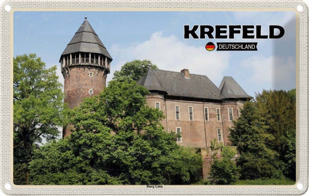 vianmo Blechschild 20x30 cm Krefeld Burg Linn Schloss Bildmotiv Reisemotiv Abenteuer Reisen Urlaub