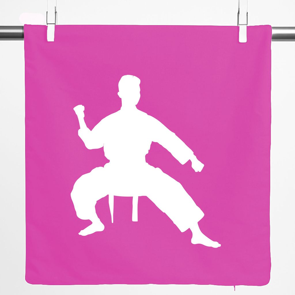 Huuraa Kissenbezug Taekwondo Silhouette 40x40cm Fuchsia Baumwolle Dekokissenbezug Geschenkidee