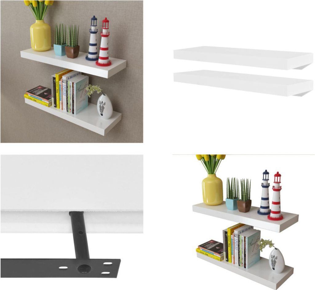 vidaXL Wandregale 2 Stk. MDF Weiß - Wandregal - Wandregale - Hängeregal - Hängeregale