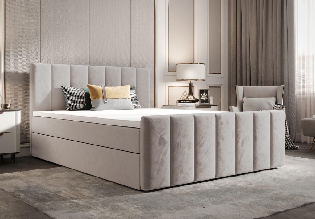 B&B Home Boxspringbett Adelon 200x200 cm – mit Bettkasten