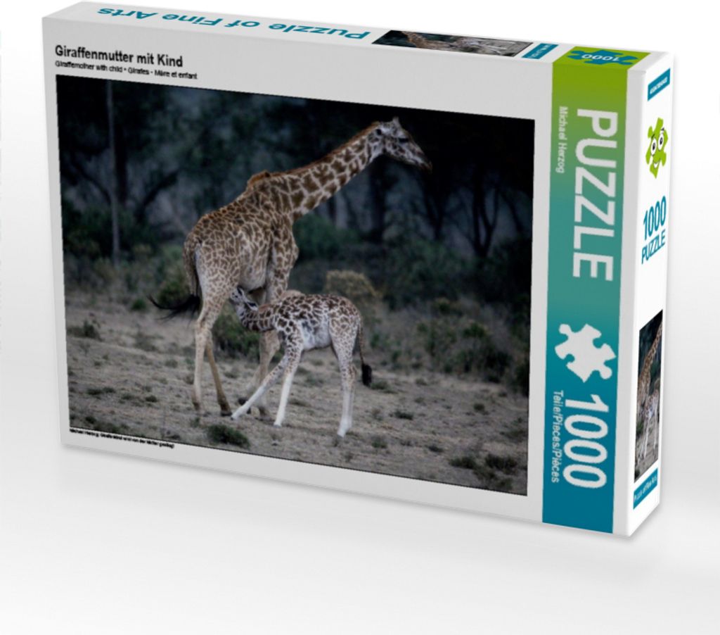 CALVENDO Puzzle Giraffenmutter mit Kind | 1000 Teile Lege-Größe 64x48cm Foto-Puzzle für glückliche Stunden