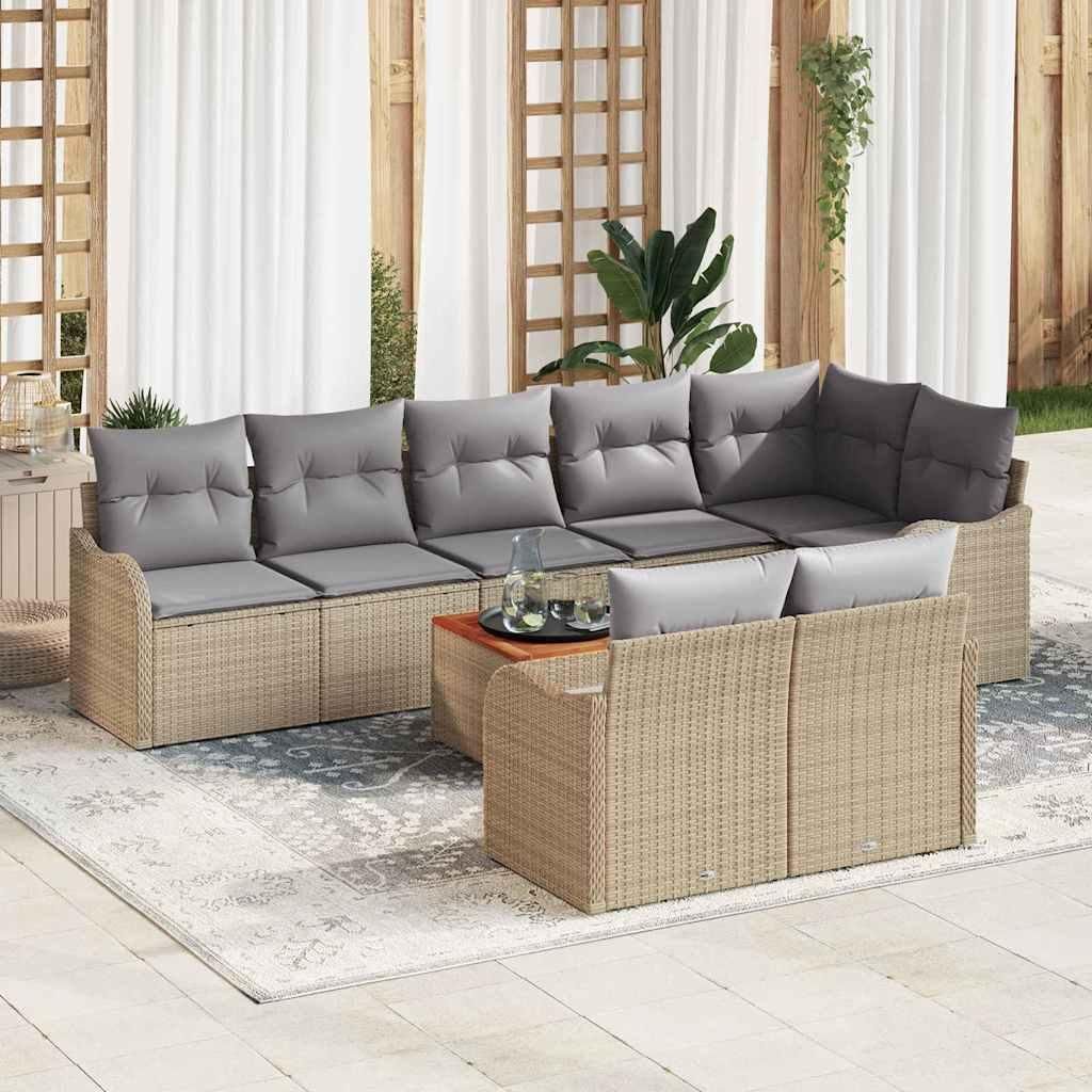 Maison Exclusive - Gartensofa-set 9 pcs Beige und Hellgrau Poly-Rattan