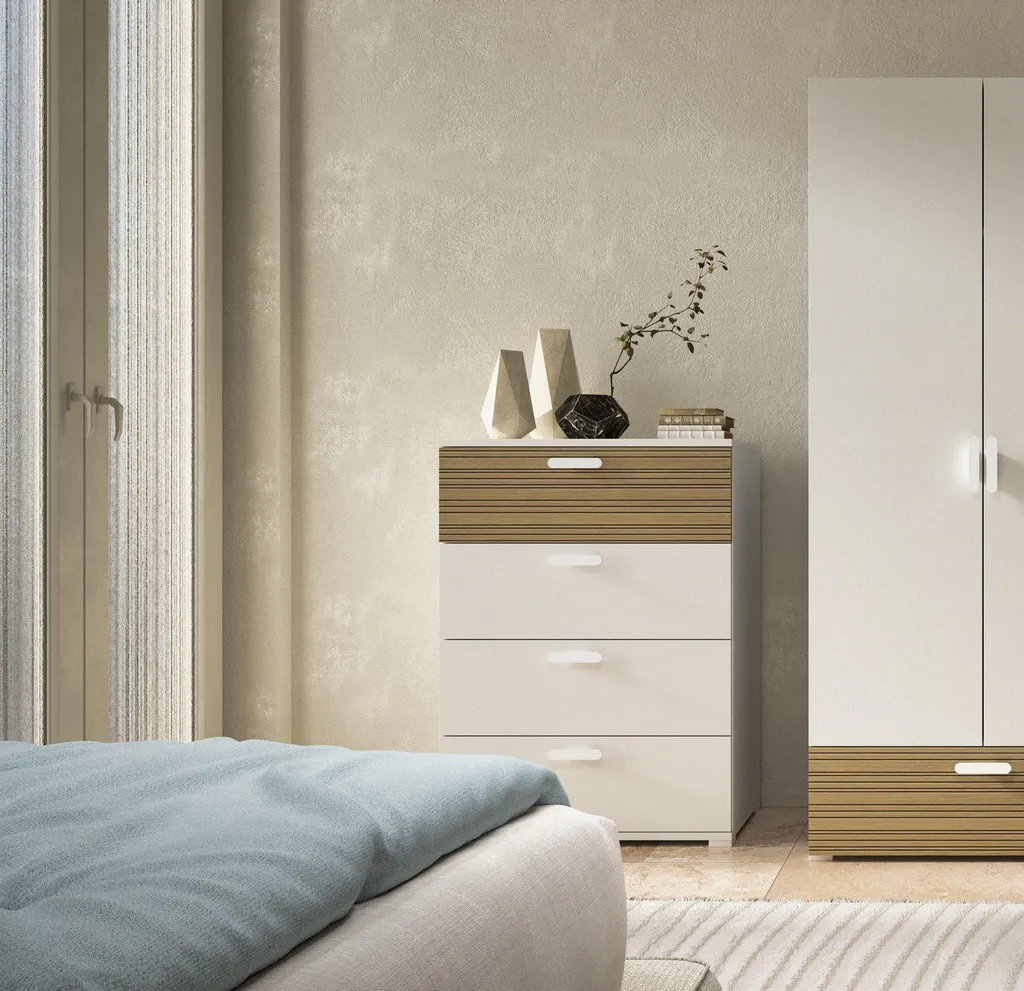 Commode de Rangement Blanche à 4 Tiroirs - Meuble de Chambre Italien - 2