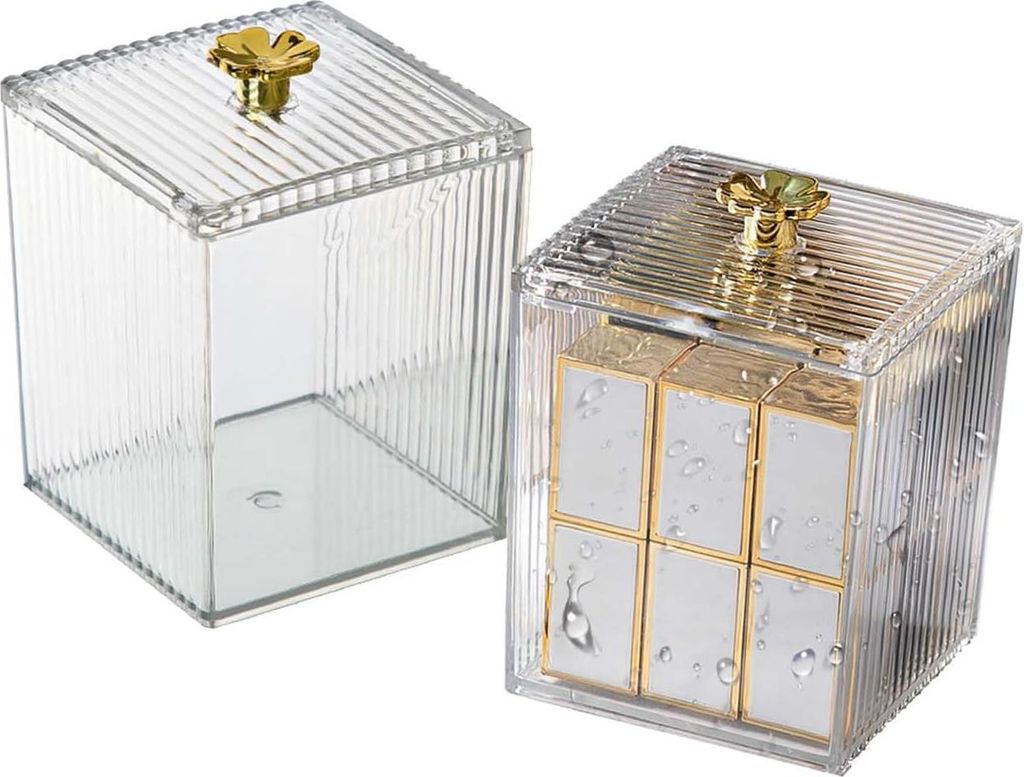 2 Stš¹cke Wattest?bchen Beh?lter,Bathroom Organizer,Wattepadspender Wattepads Aufbewahrung Wattepads Aufbewahrung Transparent fš¹r Toilette Bad...