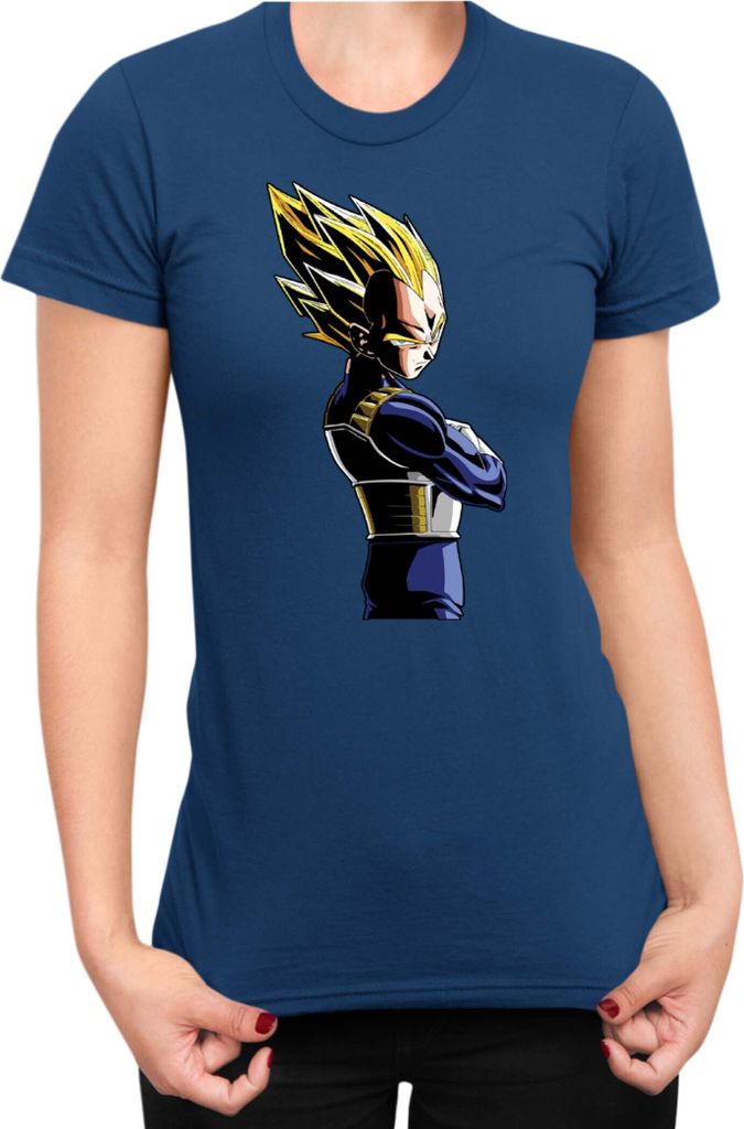 Damen T-Shirt Dragon Anime Manga Ball Z Vegeta 04, Lady XS / Dunkelblau