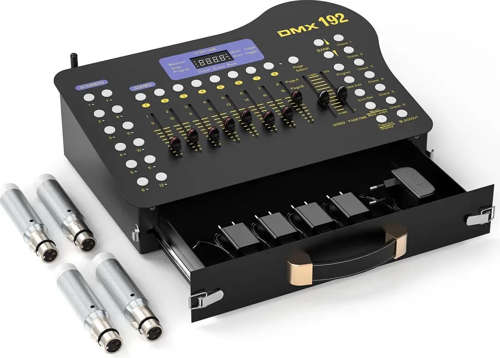 Contrôleur DMX 192 canaux MIDI ZQ12076 avec 12 Scanners et Prise EU