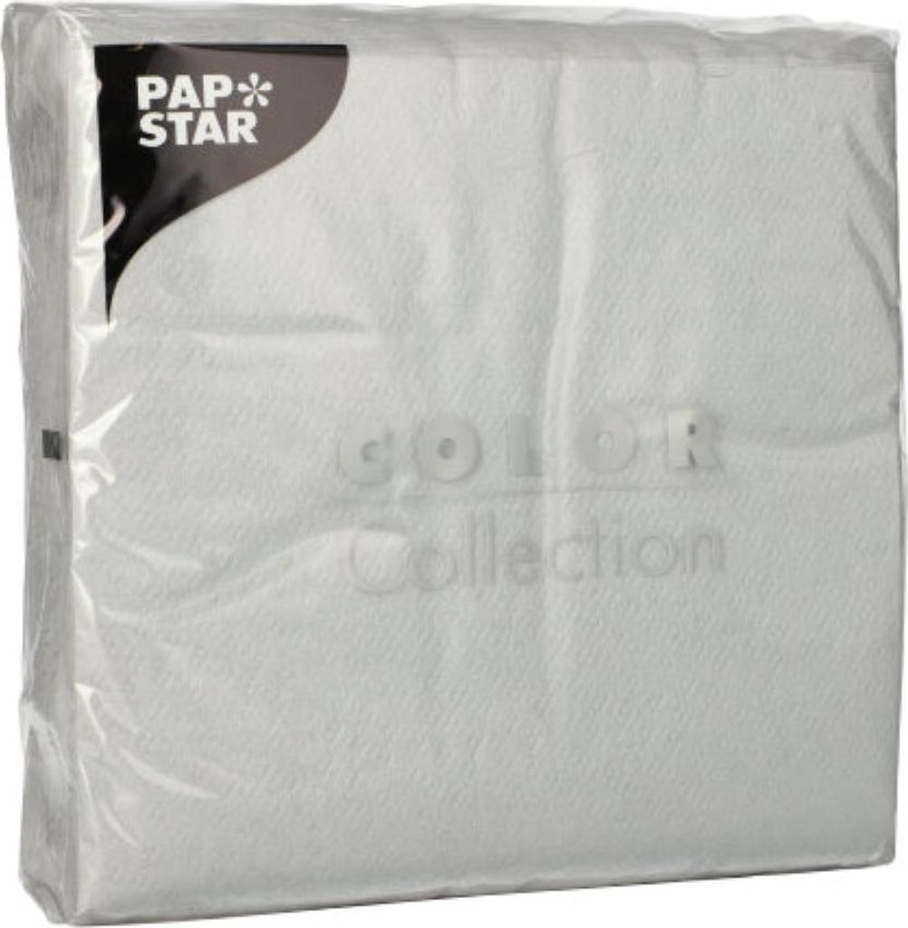Papstar Prägeservietten hellgrau 1 lagig 100 Stück 1er Pack