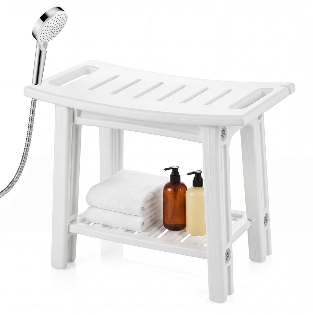 COSTWAY Douchekruk, HDFE, Douchestoel 56x31,5x45cm, Badkruk Productafbeelding 