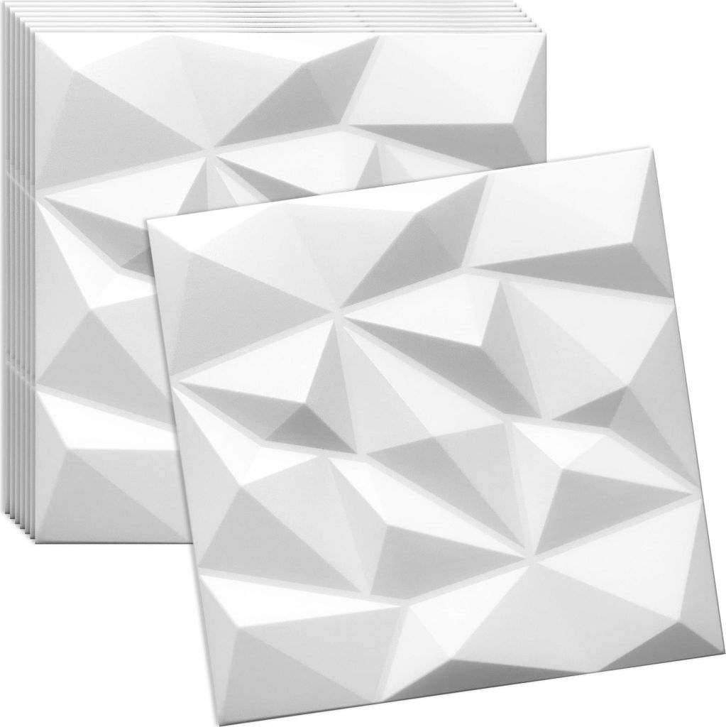 Verdico | 3D Wandpaneel Polystyrol - 50x50 cm - Weiß - Elegantes Design - 8 Stück für moderne Räume, Wand- & Deckenverkleidung