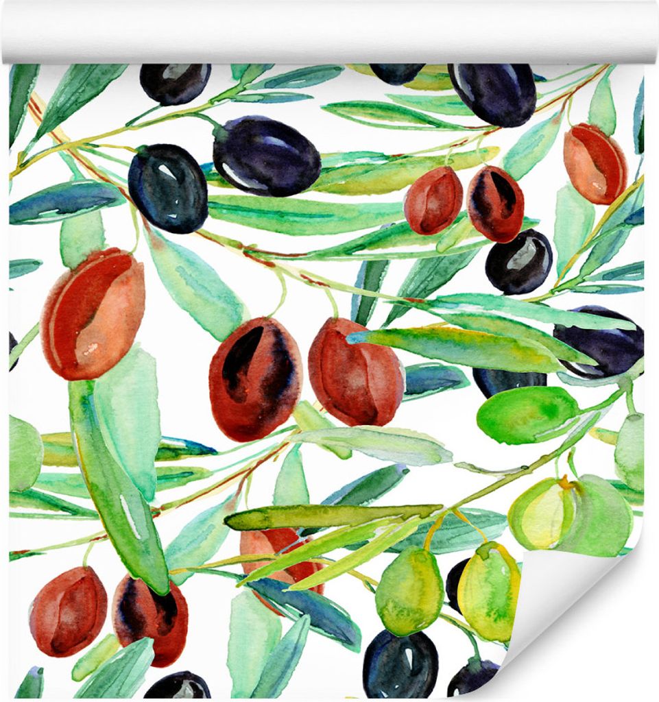 10m VLIES TAPETE Rolle Küche Obst Pflaumen Blätter Zweige Natur Bunt XXL
