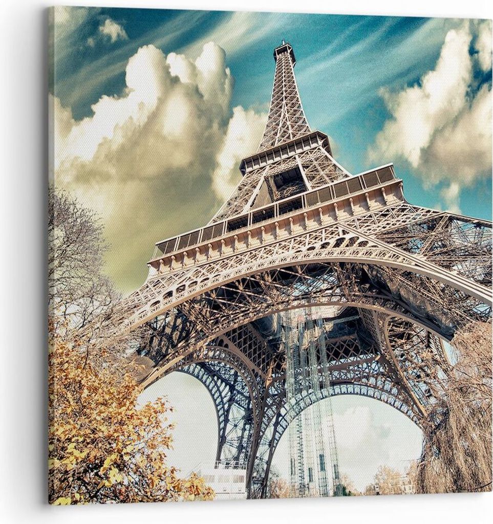 Bild auf Leinwand - Leinwandbild - Eiffel technik europa frankreich - 70x70cm - Wand Bild - Wanddeko - Leinwanddruck - Bilder - Kunstdruck - Wandde...