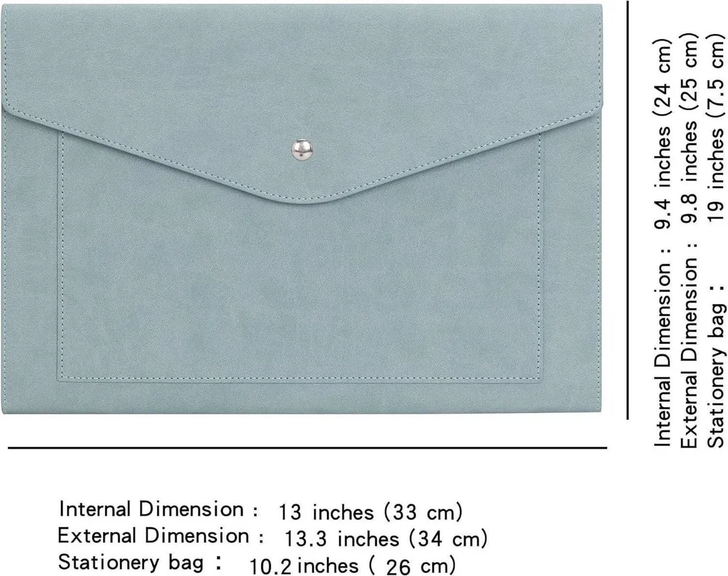 Porte-documents A4 en cuir avec soufflet extensible bleu clair Wason