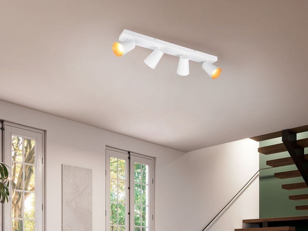 LED Wandstrahler & Deckenstrahler Weiß Gold 4flammig - Spotbalken 64cm lang