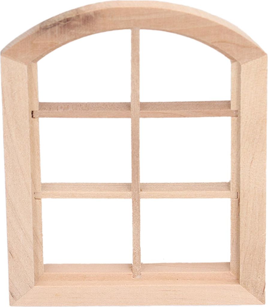Dollhouse Windows Mini Miniatur Bogen -Fenstereinrichtung mit 6 Paneswood -Farbe
