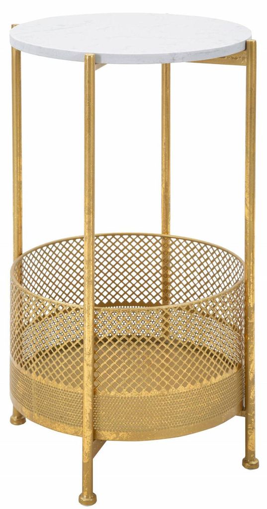 Runder weißer und goldener TABLE BASKET Tisch Produktbild 