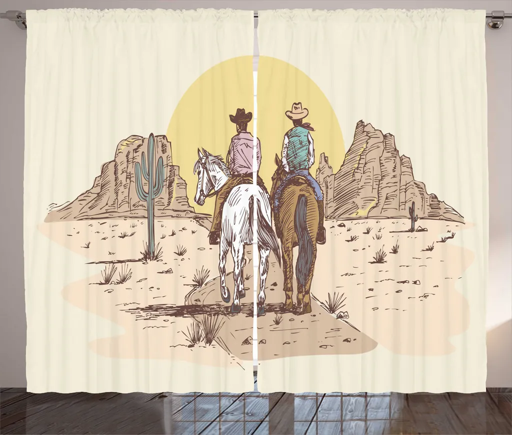 ABAKUHAUS Western Horse Rideau Salon Rustique Cowboys 280x225cm