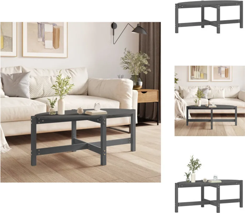 Tavolino da Caffè Grigio in Pino Massiccio 118x63x45 cm vidaXL