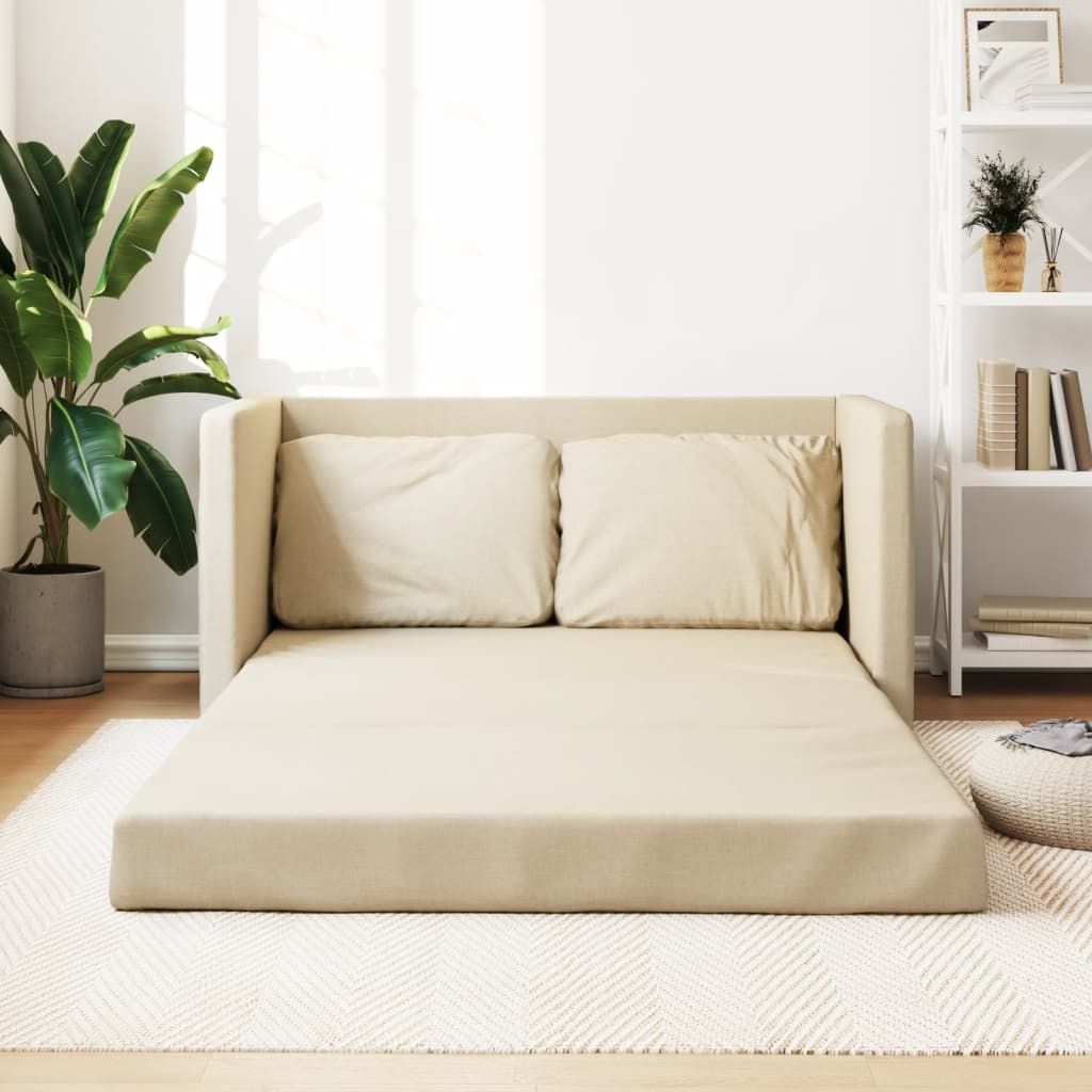 vidaXL Canapé de sol avec fonction sommeil Crème 112x174x55 Image du produit 