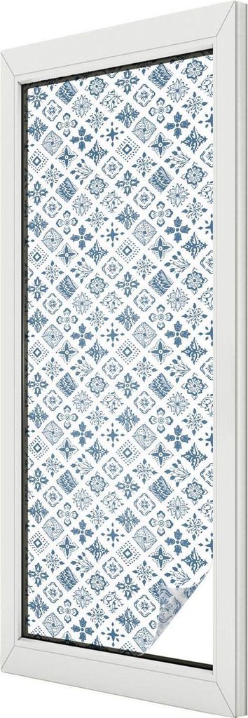 Buntglas Fensterfolie – 146x50 cm – Stained-Glass Design – blickdichte dekorative Sichtschutzfolie – selbstklebend, UV-Schutz – Blumensch...