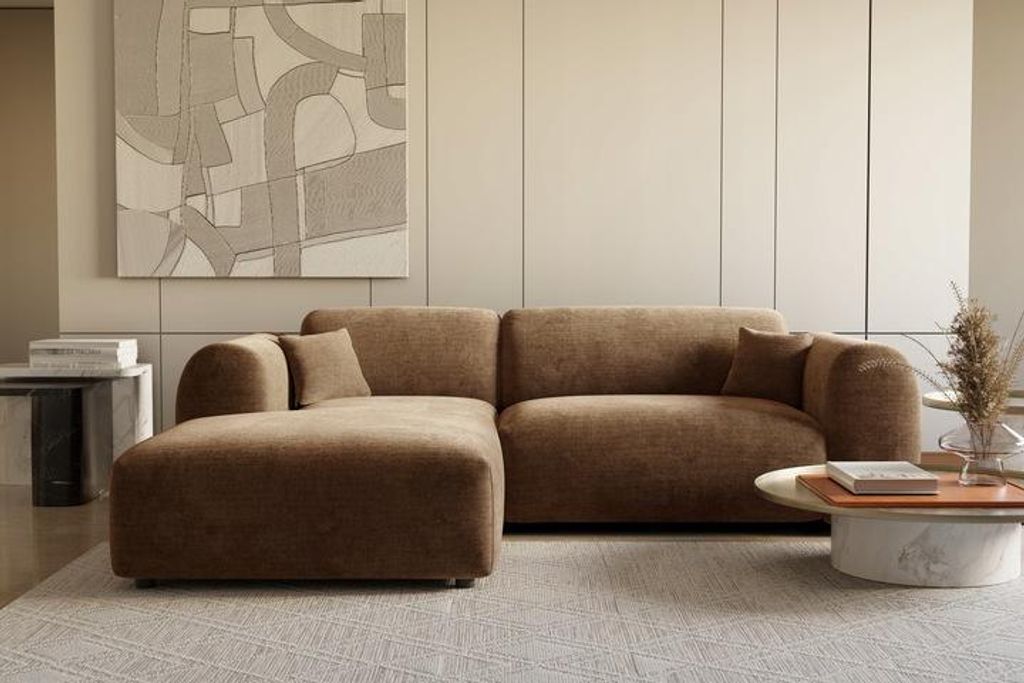 LetSit Ecksofa Malaga L Tresor Linke Freistehendes Loungesofa Bequemes Ecksofa Schmutzabweisend Compact Für Wohnzimmer Schlafzimmer Braun
