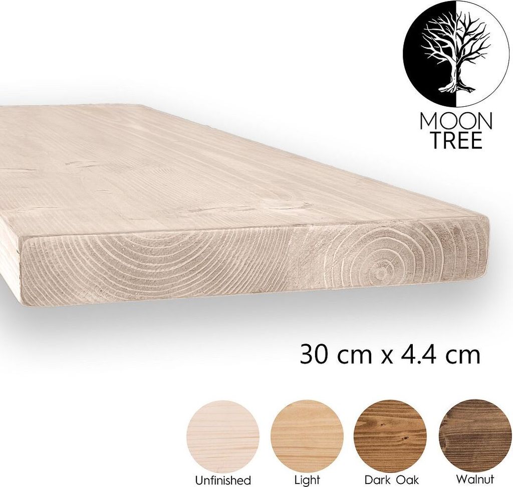 MoonTree | rustikales Wandregal aus Holz Tones, 30x4.4x50cm, Unwaxed | Hängeregal, Regalboden, Wandregal Holz für Wohnzimmer, Küche & Flur