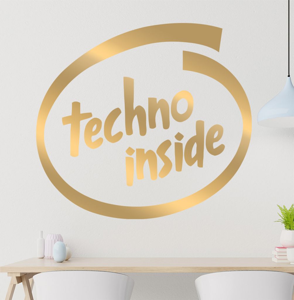 techno inside Wandtattoo in 6 Größen - Wandaufkleber Wall Sticker - Dekoration, Küche, Wohnzimmer, Schlafzimmer, Badezimmer