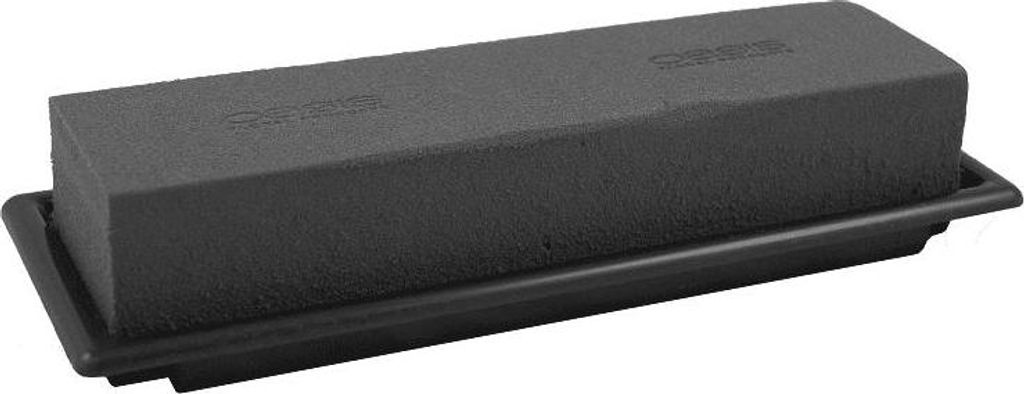 OASIS Black Ideal Nass Steckschwamm Rechteckig Rosalee für Gestecke, in Papercompound Schale, schwarz, 25x9x5cm - Nasssteckschaum