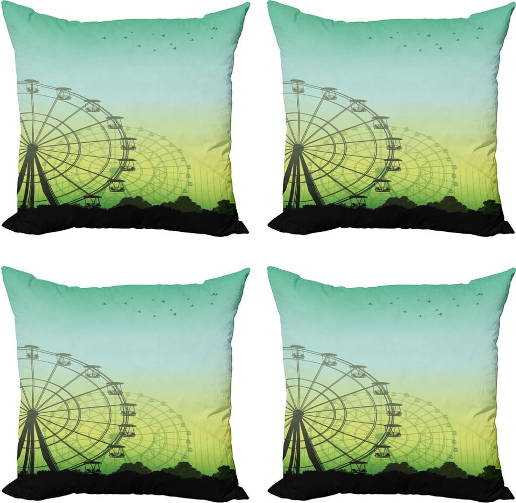 ABAKUHAUS Riesenrad Kissenbezug Set (4 Stück), Erholungsgebiet, Moderner Doppelseitiger Digitaldruck, 60 cm x 60 cm, Mehrfarbig