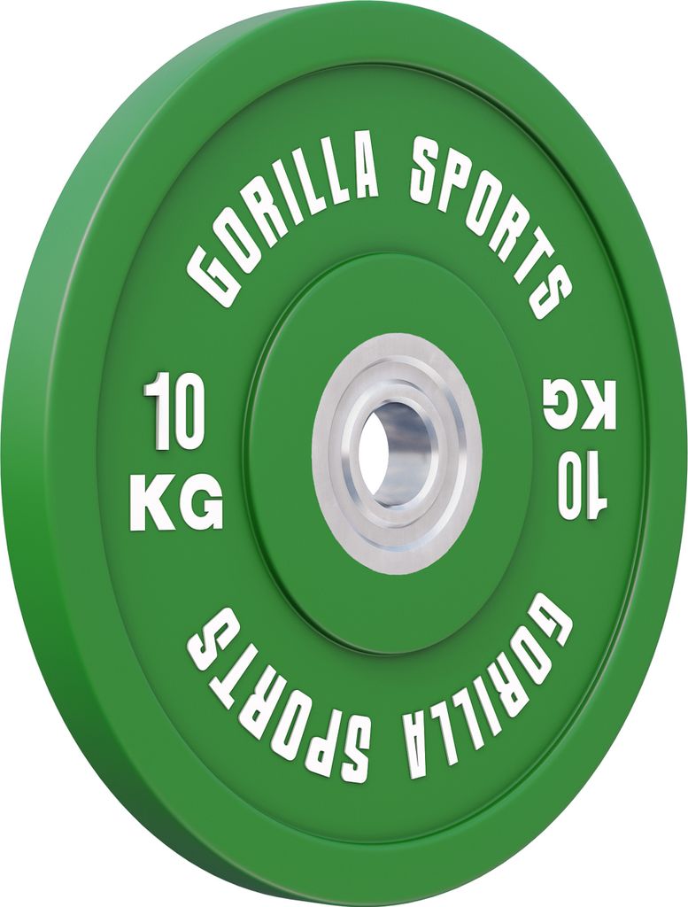 GORILLA SPORTS Hantelscheiben - 50 mm, 10 kg, Einzeln, Gusseisen, Gummi - Bumper Plates, Gewichte Hantel, Olympia, Gewichtsscheiben, Weight Plates