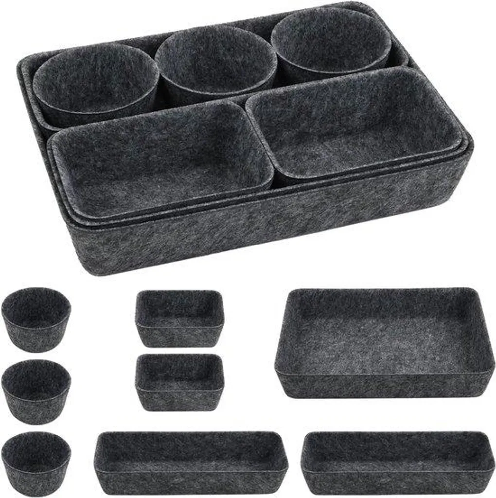 Organiseur de rangement modulaire gris foncé - Fini le désordre en 8 bacs