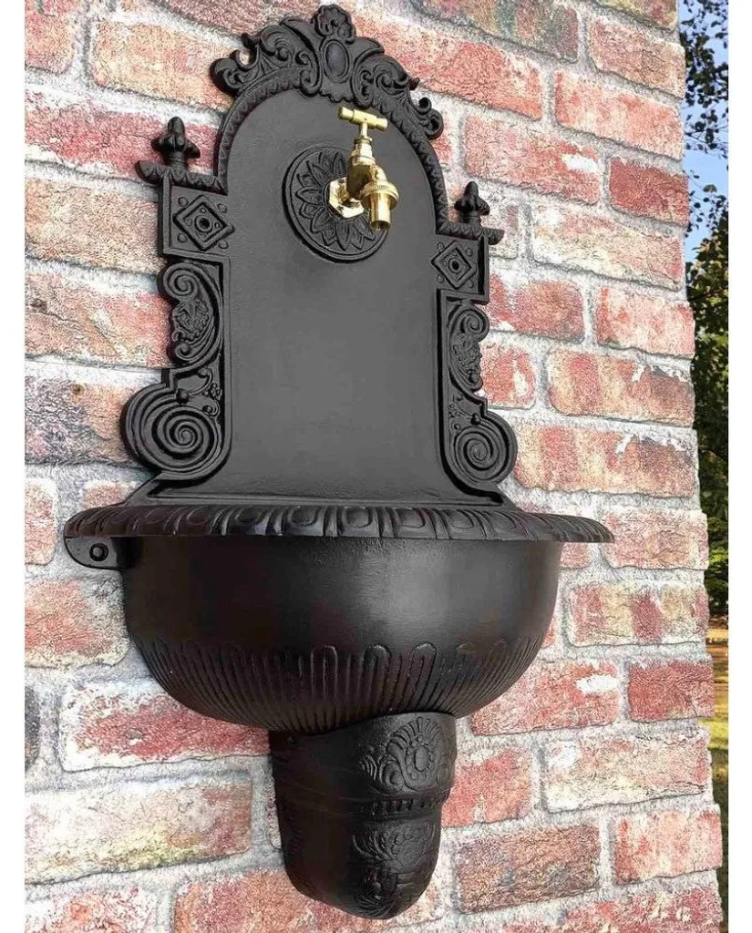 Fontaine murale fonte anthracite H78 - Robuste et décorative 41cm