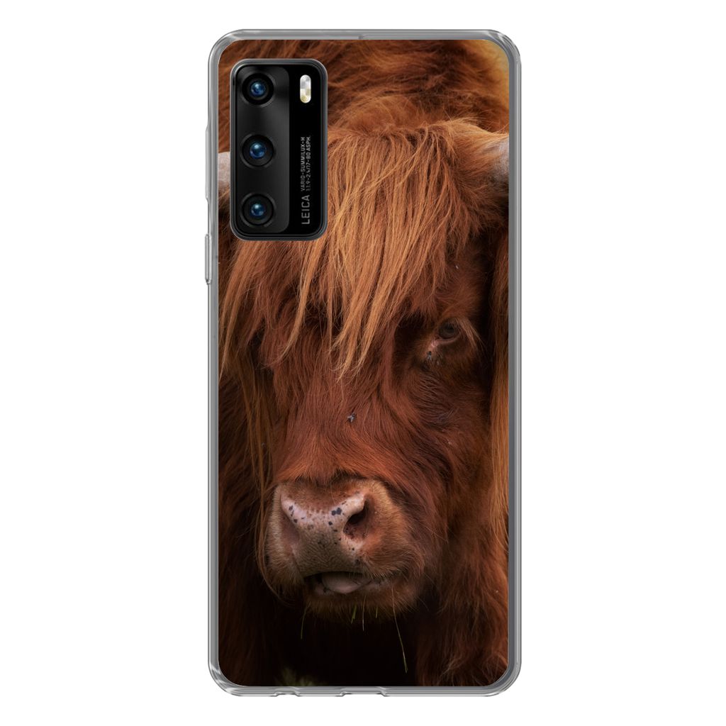 MuchoWow Handyhülle Schutzhülle Hülle für Huawei P40 Schottischer Highlander - Orange - Tiere Silikon Softcase Handy Hülle - Handytasche