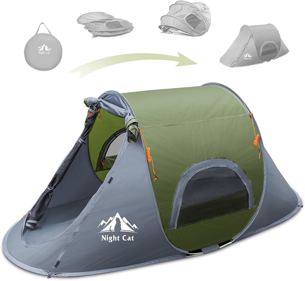 Night Cat Wurfzelt 1 Person Wasserdicht: Pop Up Camping Zelt für Outdoor Sport Picknick Wandern Reisen
